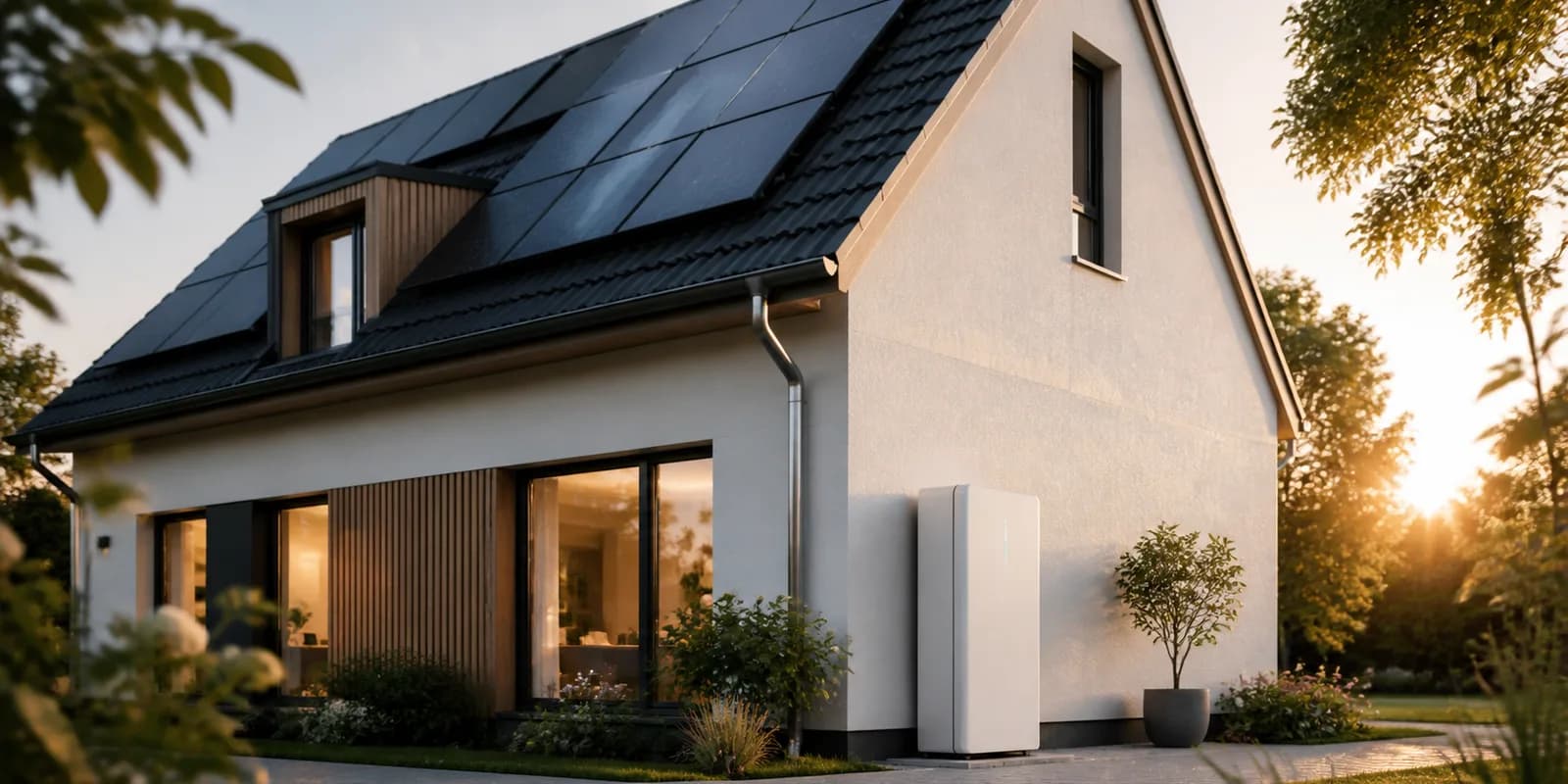 Thuisbatterij geplaatst aan de gevel van een woning