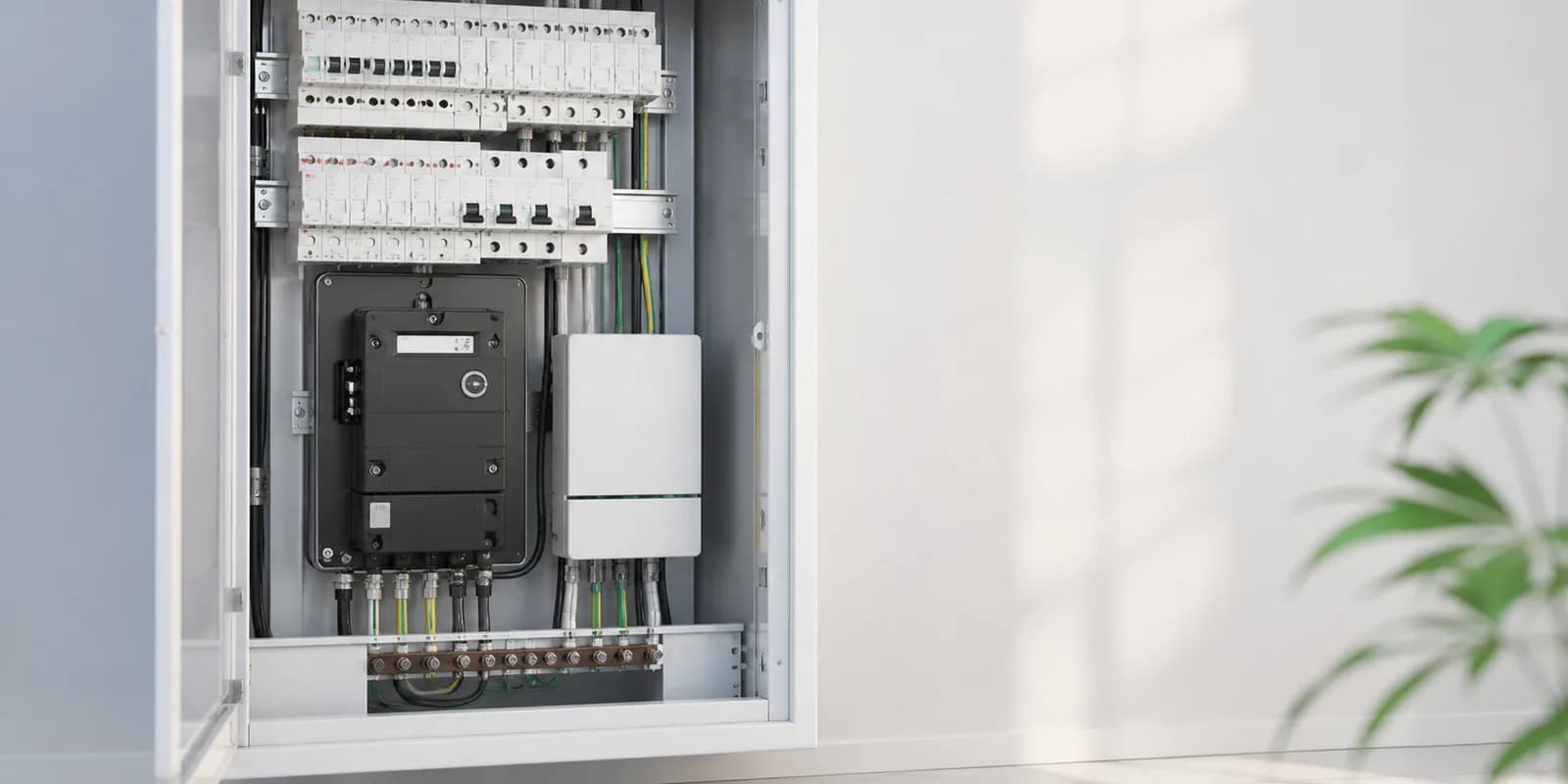 Meterkast met beveiliging voor een thuisbatterij